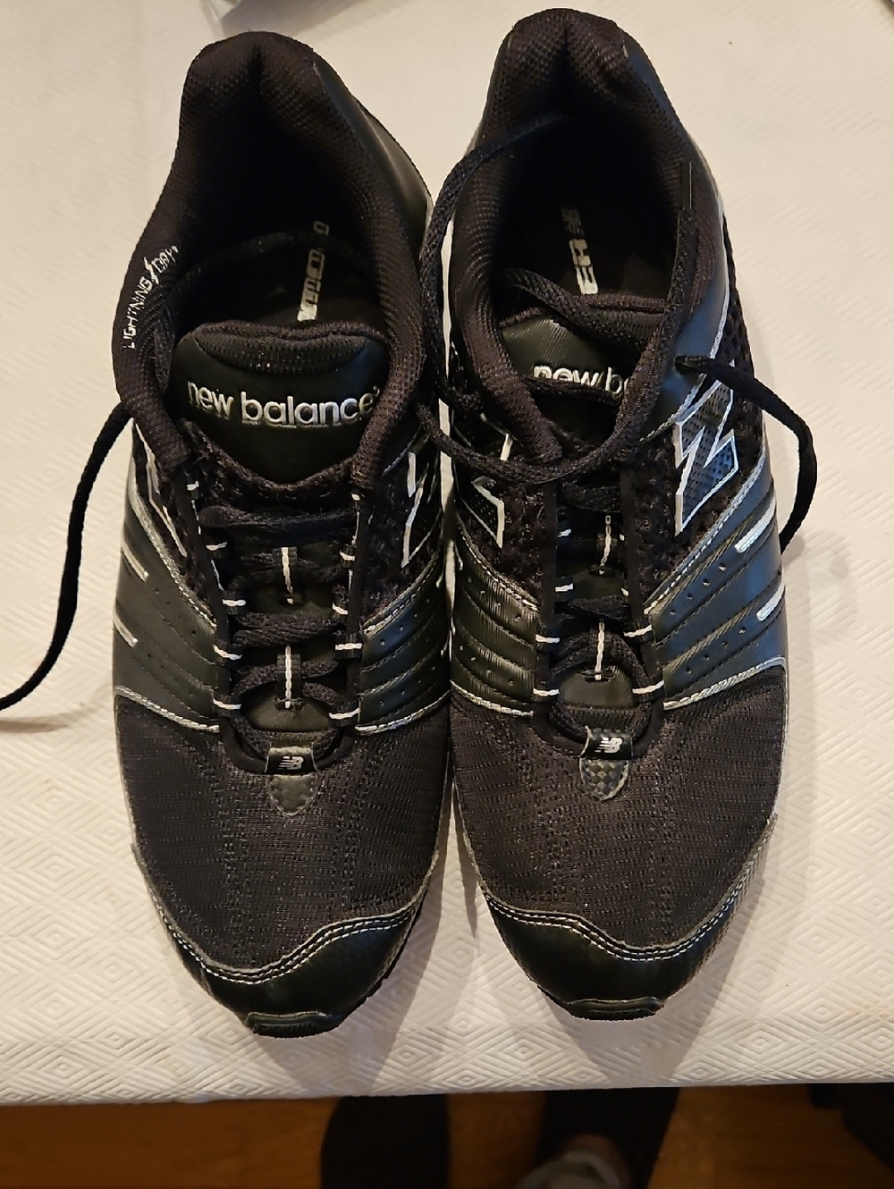 New Balance Men’s Black and White Lace-Up Sneakers